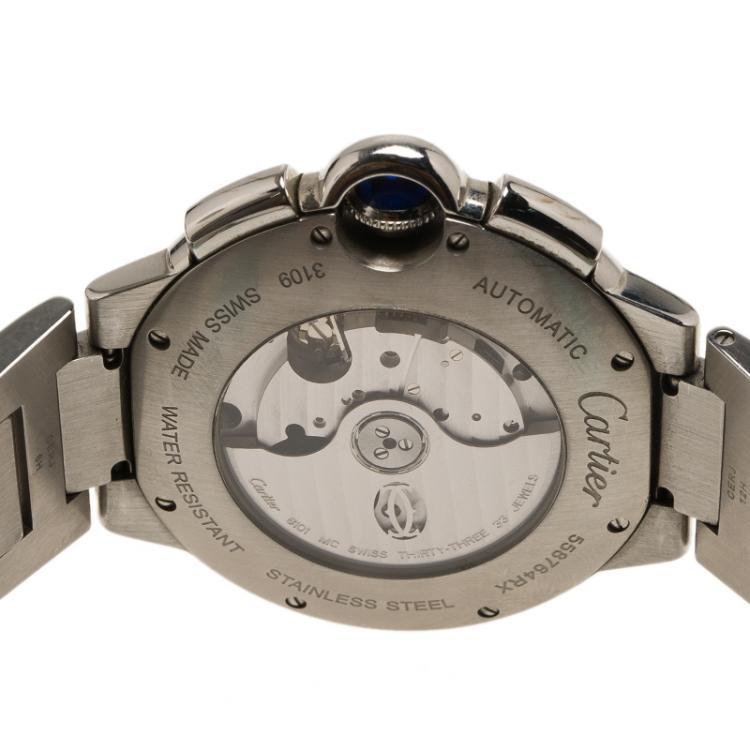 مملوكة مسبقًا Cartier Silver Ballon Bleu Stainless Steel Chronograph Men's Wristwatch 40 mm