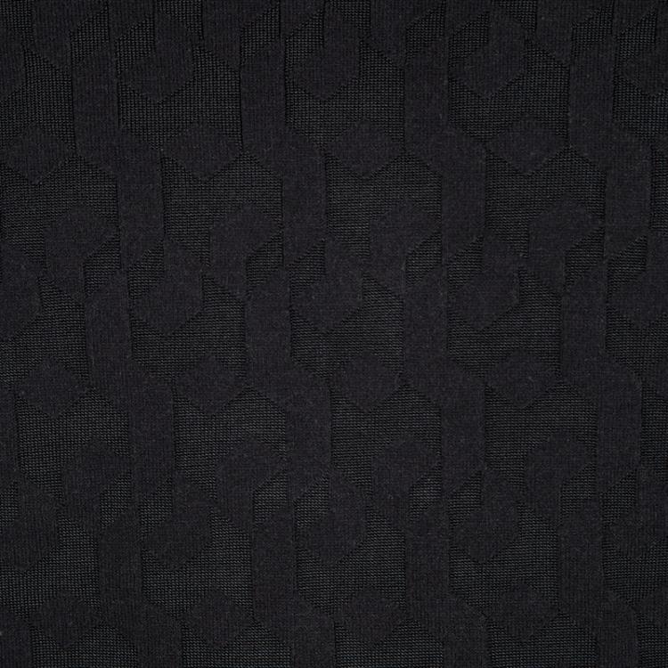 مملوكة مسبقًا Carven Black Patterned Jacquard Knit Short Sleeve V-Neck Top L