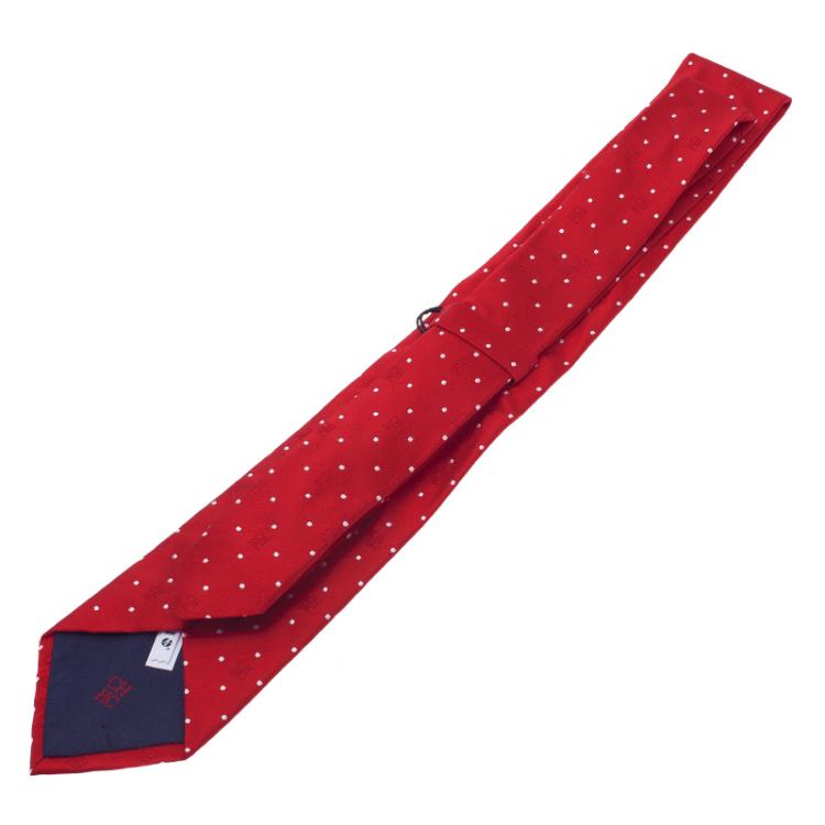 Pre Owned CH Carolina Herrera Red Polka Dot Silk Tie