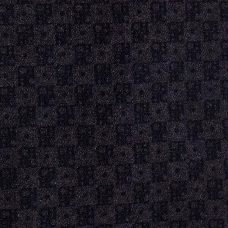 Pre Owned CH Carolina Herrera Grey Logo Printed Wool Tie
