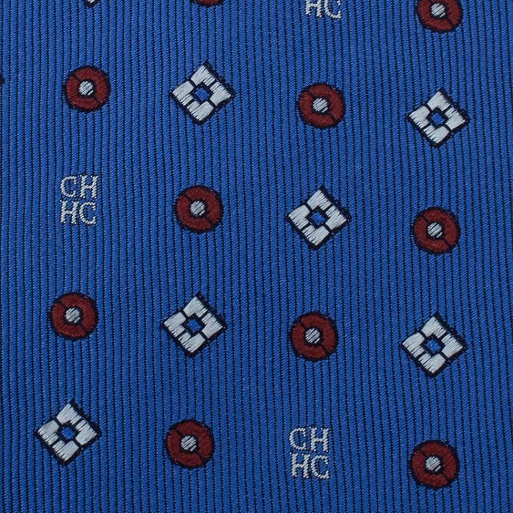Pre Owned CH Carolina Herrera Blue Flower Printed Silk Tie
