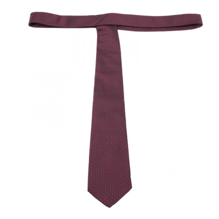 Pre Owned CH Carolina Herrera Red Dotted Silk Tie