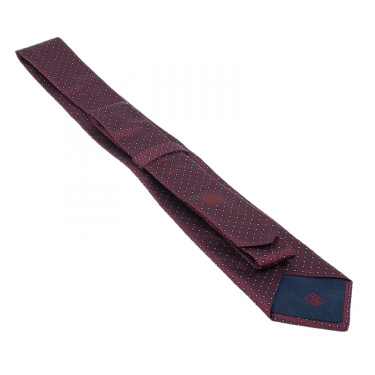 Pre Owned CH Carolina Herrera Red Dotted Silk Tie