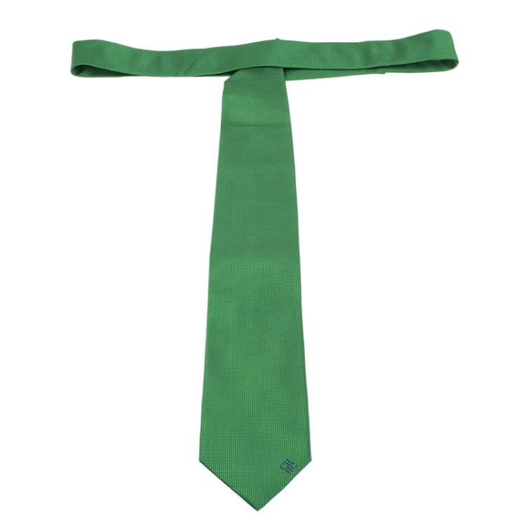 Pre Owned CH Carolina Herrera Green Silk Tie