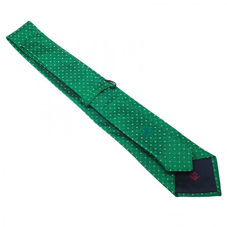 Pre Owned CH Carolina Herrera Green Polka Dot Silk Tie