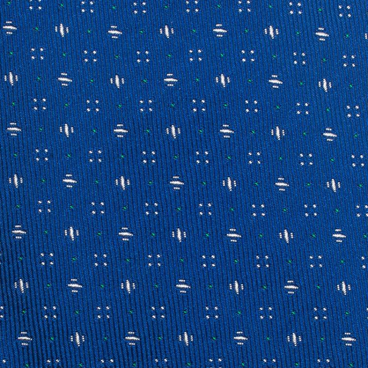 Pre Owned CH Carolina Herrera Blue Printed Silk Tie