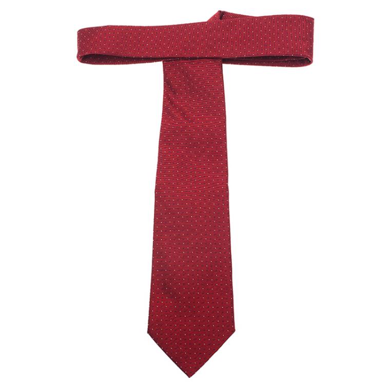 Pre Owned CH Carolina Herrera Red Dotted Silk Tie