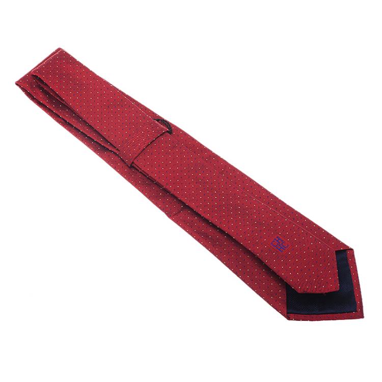 Pre Owned CH Carolina Herrera Red Dotted Silk Tie