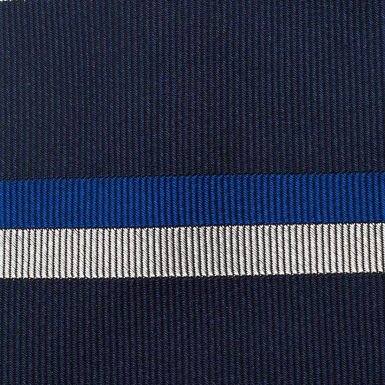 Pre Owned CH Carolina Herrera Navy Blue Striped Silk Tie