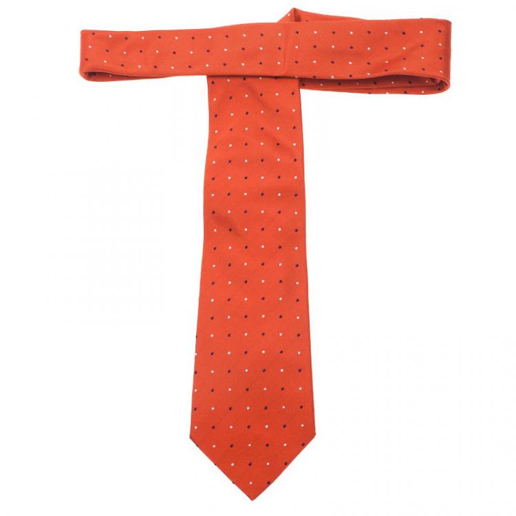Pre Owned CH Carolina Herrera Red Polka Dot Silk Tie