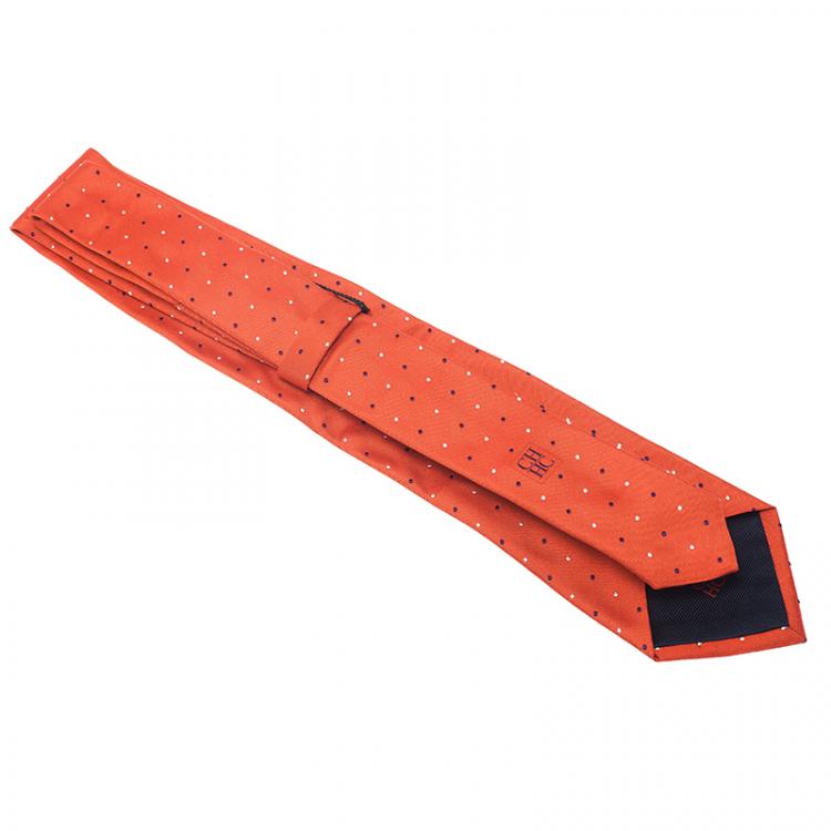 Pre Owned CH Carolina Herrera Red Polka Dot Silk Tie