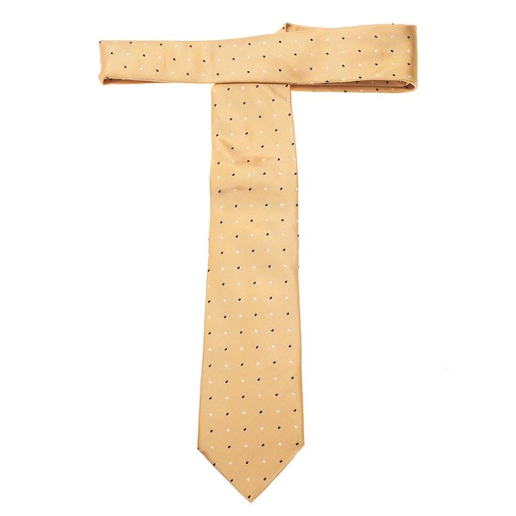 Pre Owned CH Carolina Herrera Yellow Polka Dot Silk Tie