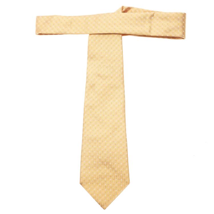 Pre Owned CH Carolina Herrera Yellow Printed Silk Tie