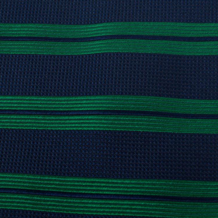 Pre Owned CH Carolina Herrera Green and Navy Blue Striped Silk Tie