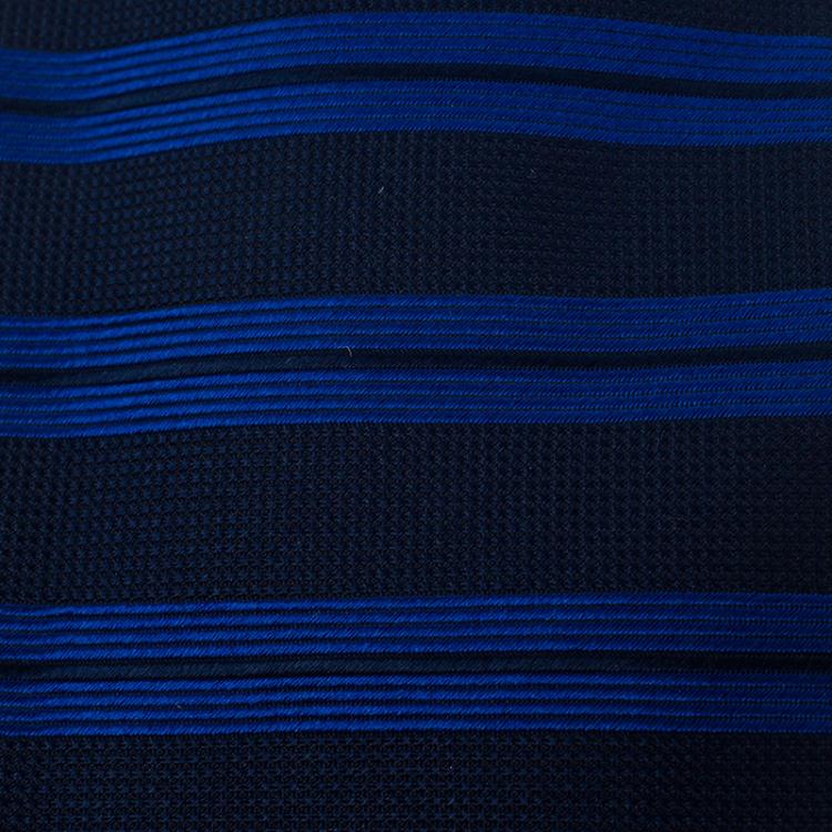 Pre Owned CH Carolina Herrera Blue Striped Silk Tie