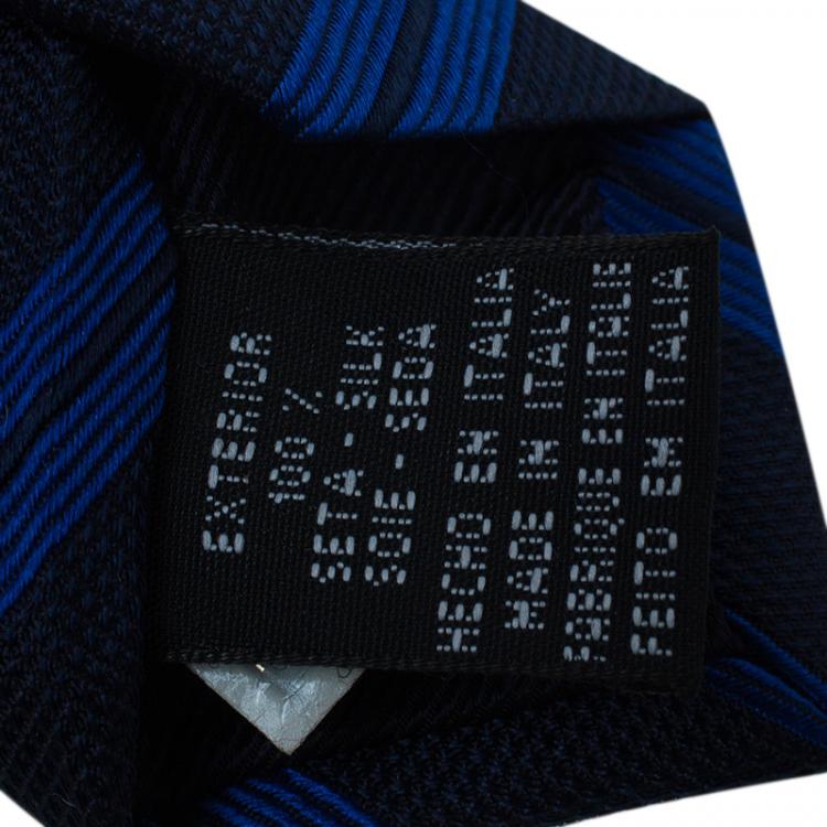 Pre Owned CH Carolina Herrera Blue Striped Silk Tie