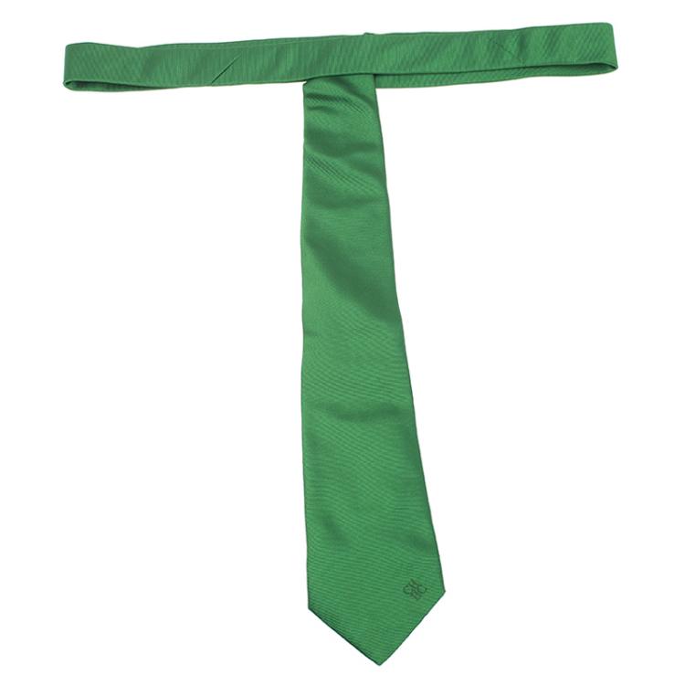 Pre Owned CH Carolina Herrera Green Silk Tie