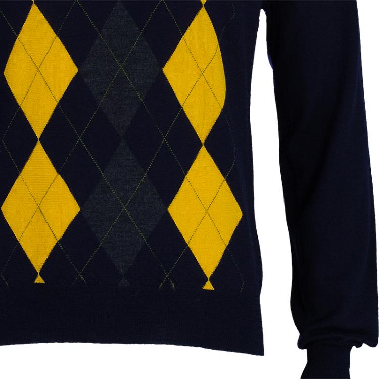 Pre Owned CH Carolina Herrera Men's Blue/Yellow Sweater L