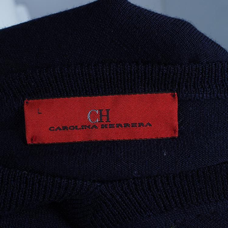 Pre Owned CH Carolina Herrera Men's Blue/Yellow Sweater L