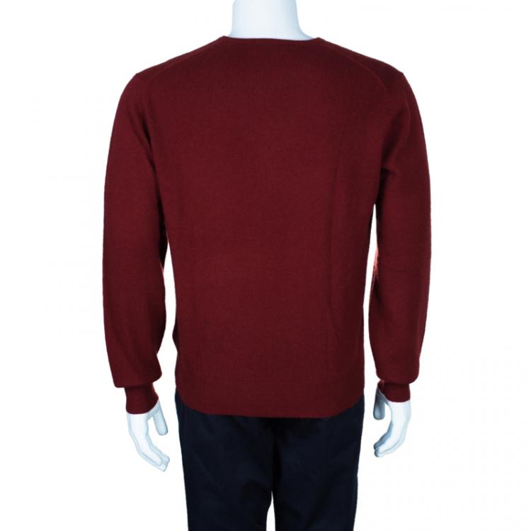 Pre Owned CH Carolina Herrera Men's Red Cashmere Pullover l