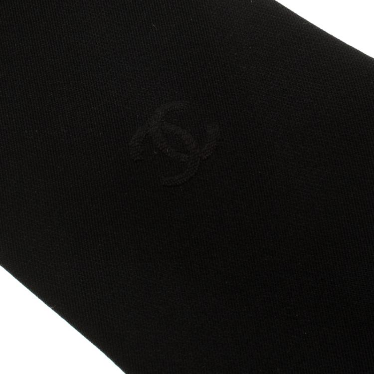 Pre Owned Chanel Black Logo Detail Silk Tie