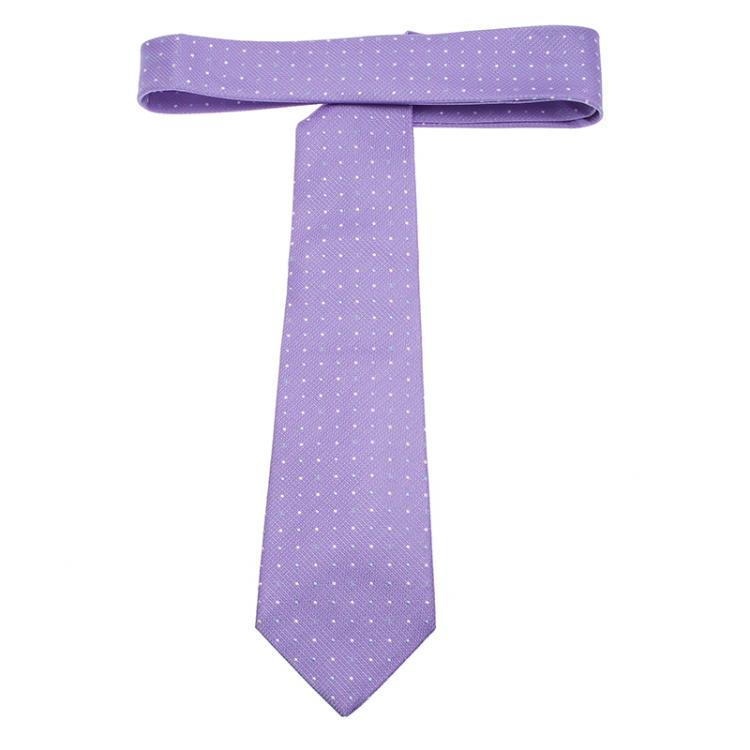 Pre Owned Chanel Lilac Polka Dot CC Logo Silk Tie