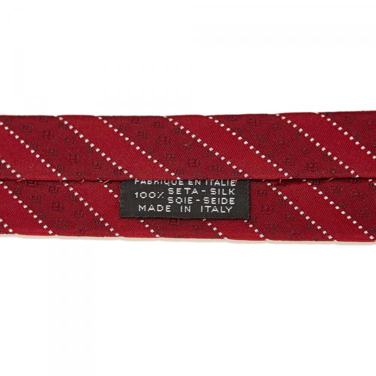 Pre Owned Chanel Red Printed Silk Tie
