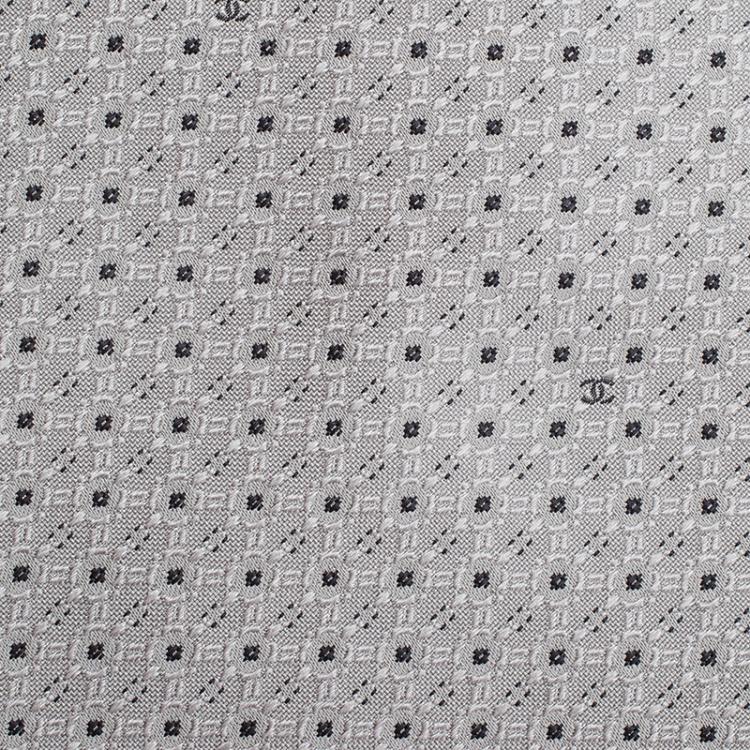 Pre Owned Chanel CC Steel Grey Textured Silk Tie
