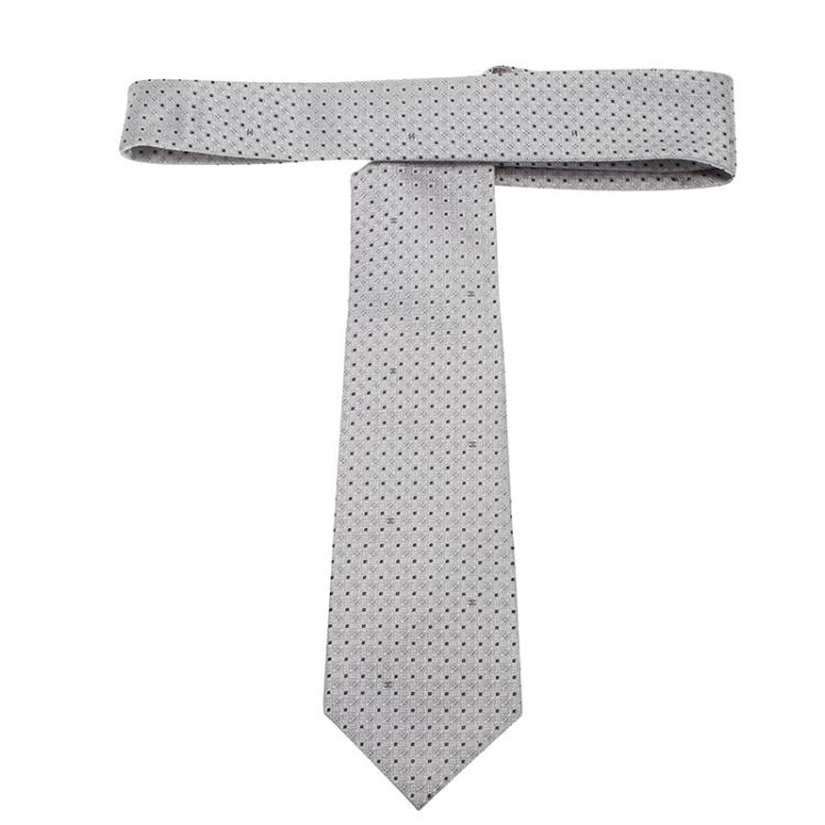 Pre Owned Chanel CC Steel Grey Textured Silk Tie