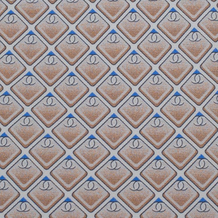 Pre Owned Chanel Beige CC Diamond Printed Silk Tie