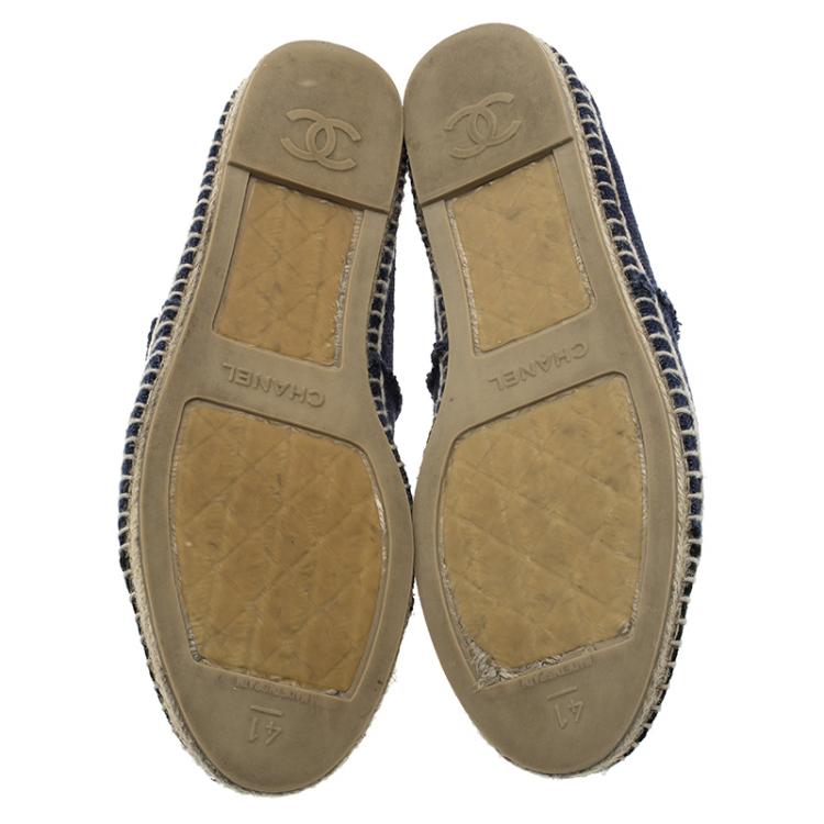 Pre Owned Chanel Black and Blue Canvas CC Espadrilles Size 41