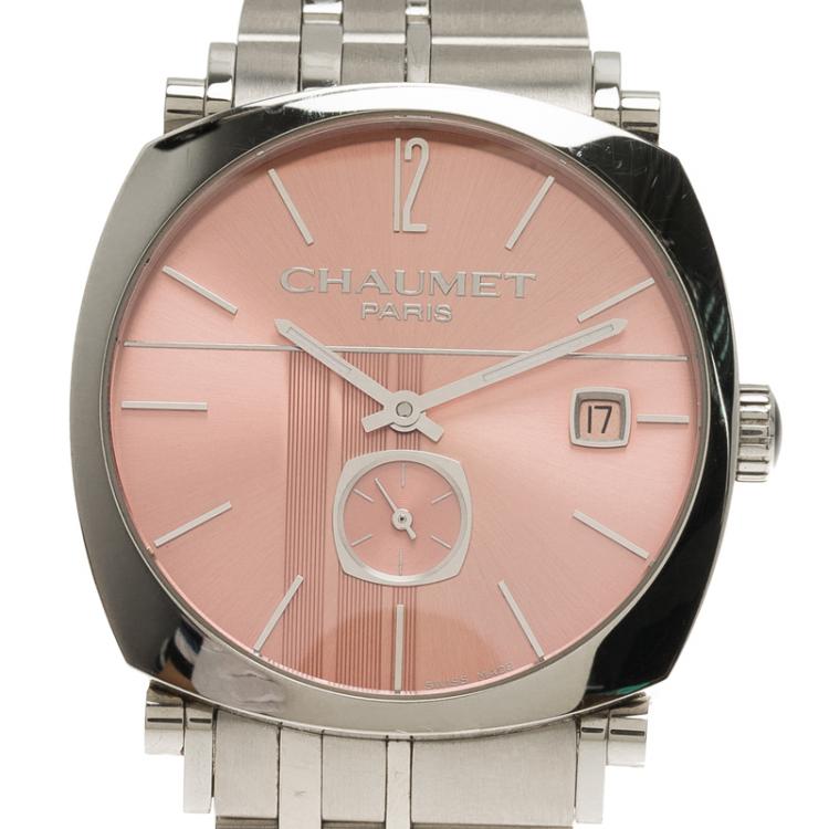 Pre Owned Chaumet Pink Stainless Steel Dandy Men's Wristwatch 35MM