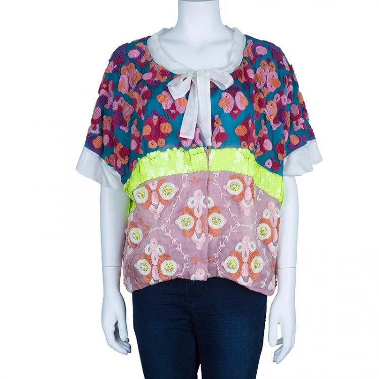 Pre Owned Chloe Sequin Crochet Embellished Reversible Bolero M