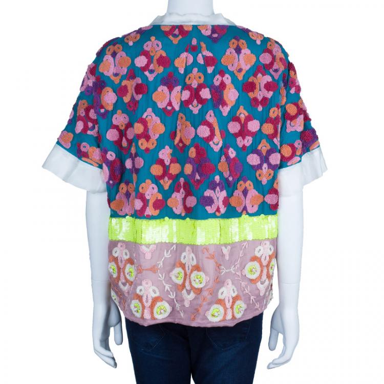 Pre Owned Chloe Sequin Crochet Embellished Reversible Bolero M