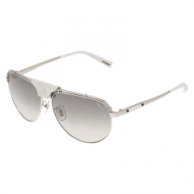 Pre Owned Chopard Silver and White SCHA12 Aviators