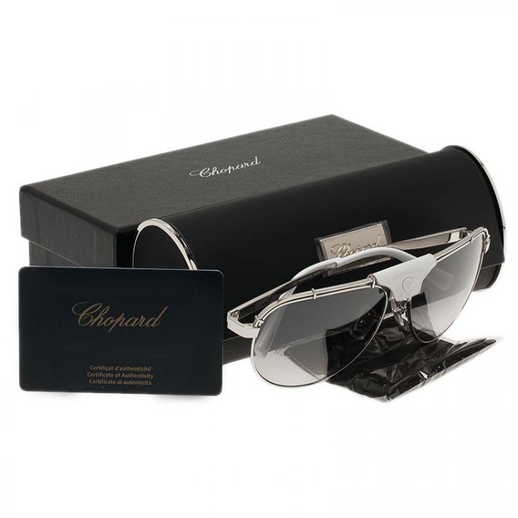 Pre Owned Chopard Silver and White SCHA12 Aviators