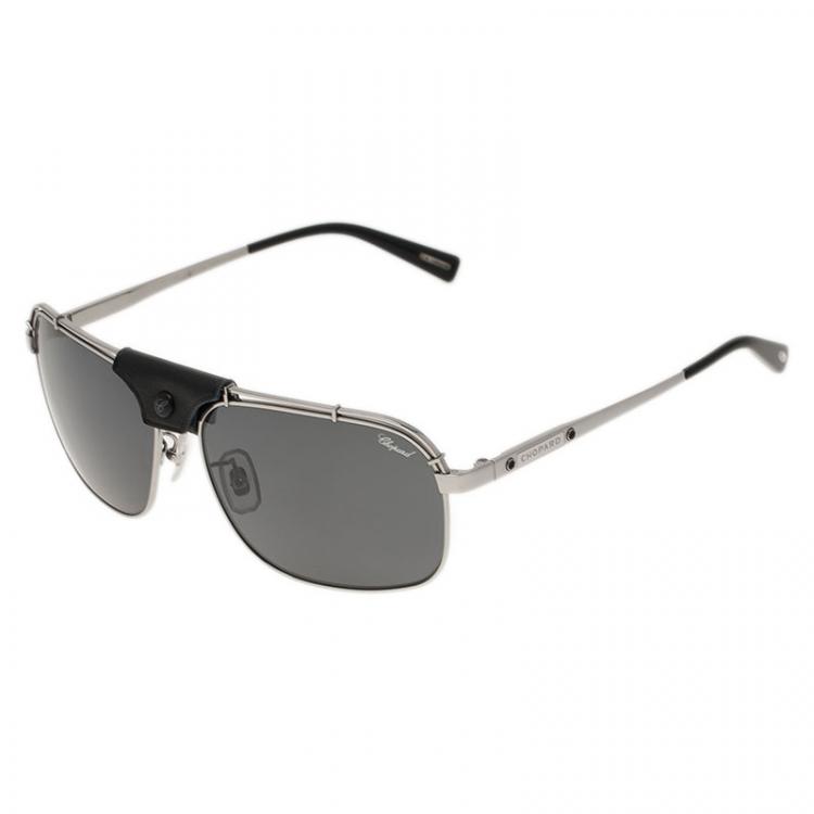 Pre Owned Chopard Silver and Black SCHA02M Aviators