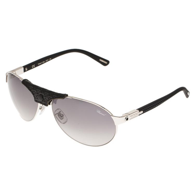 Pre Owned Chopard Black and Silver SCH931 Polarized Aviators
