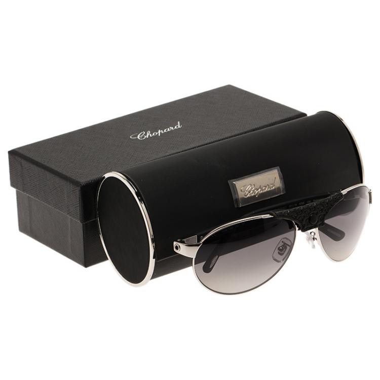 Pre Owned Chopard Black and Silver SCH931 Polarized Aviators