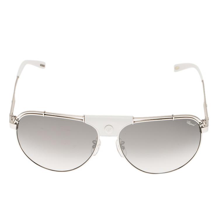 Pre Owned Chopard Silver and White SCHA12 Aviators