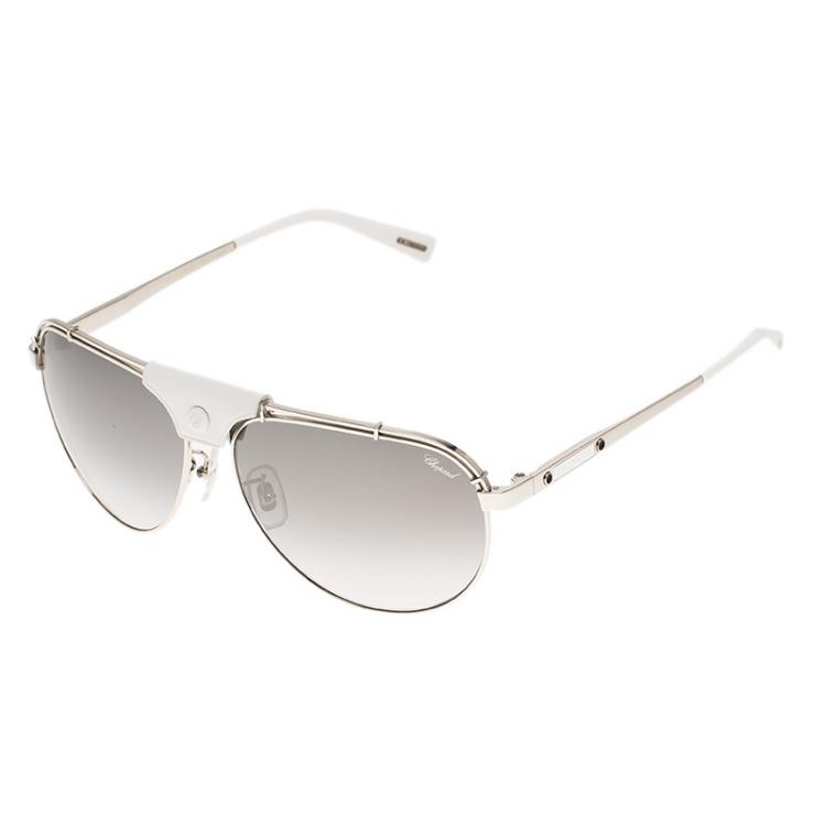 Pre Owned Chopard Silver and White SCHA12 Aviators