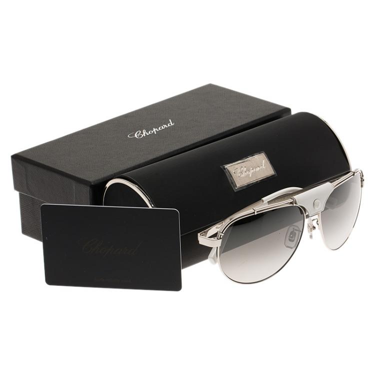 Pre Owned Chopard Silver and White SCHA12 Aviators