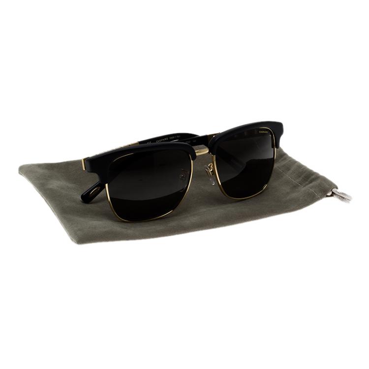 Pre Owned Chopard Matt Black & Gold Finish SCHB30 Polarized Sunglasses