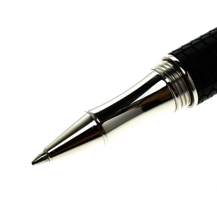 Pre Owned Chopard Black Rubber Palladium Finish Racing Rollerball Point Pen