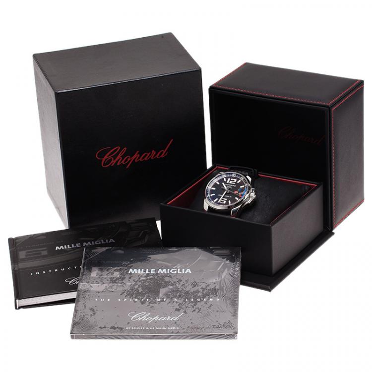 Pre Owned Chopard Black Stainless Steel Mille Miglia Gran Tourismo Men's Wristwatch 44MM