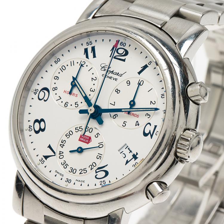 Pre Owned Chopard White Stainless Steel Mille Miglia Men's Wristwatch 38MM