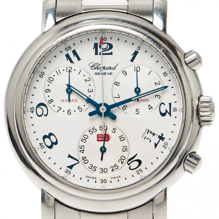 Pre Owned Chopard White Stainless Steel Mille Miglia Men's Wristwatch 38MM