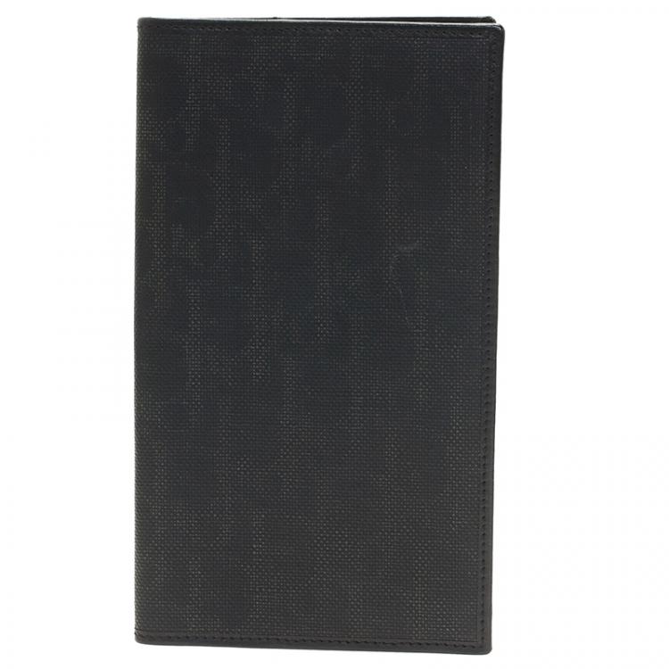 Dior Homme Black Logo Jacquard Leather Passport Cover Christian