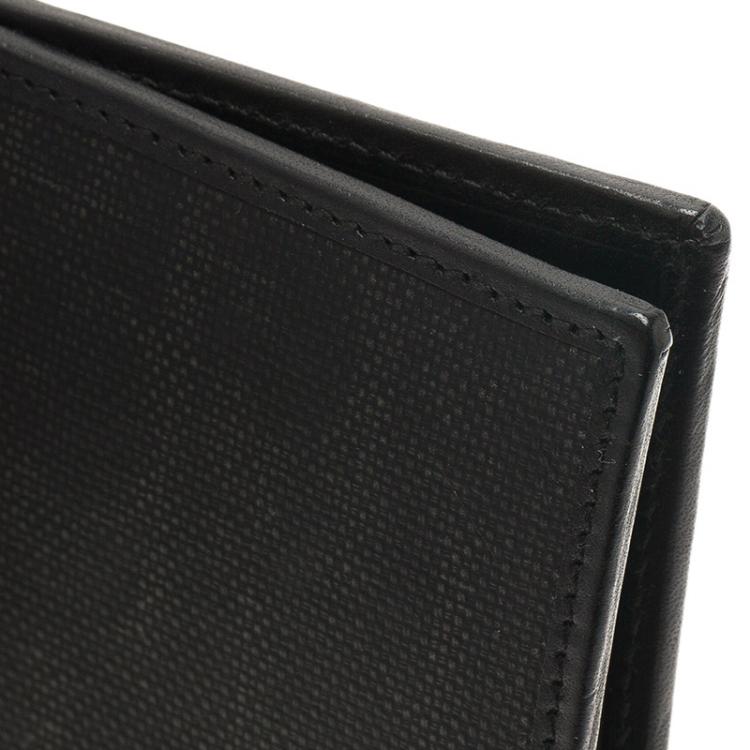 Pre Owned Dior Homme Black Logo Jacquard Leather Passport Cover