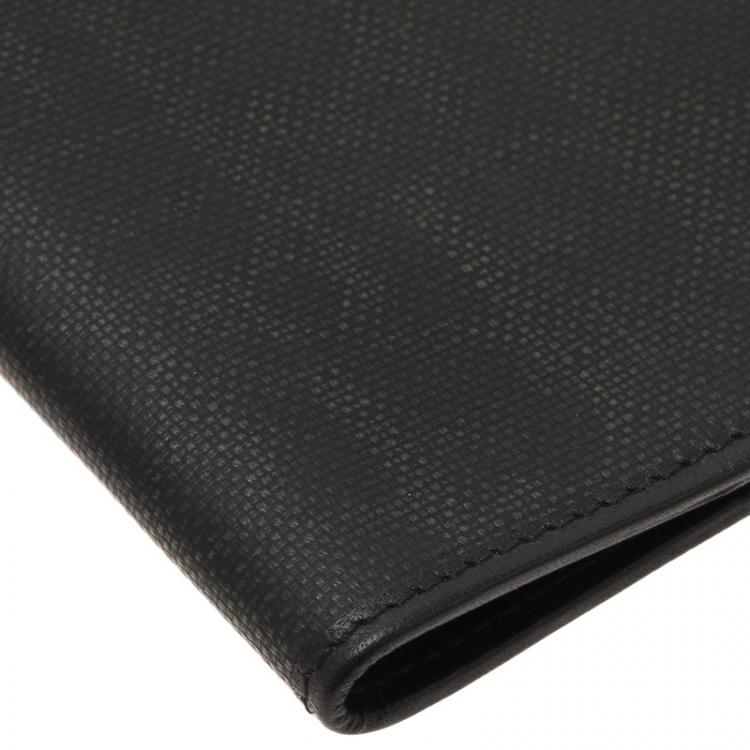 Pre Owned Dior Homme Black Logo Jacquard Leather Passport Cover